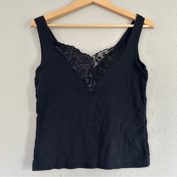 Victoria’s Secret Black Lace Vintage Camisole Cami Tank Top Sleep Top Neutral - Picture 1 of 5